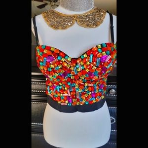 Rhinestone covered Top.